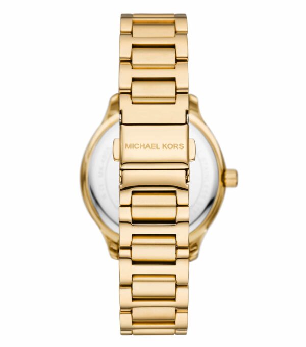 Back view of Michael Kors MK4805 watch showing gold-tone case back and bracelet