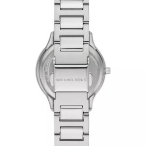 Back view of Michael Kors MK4824 showing silver-tone bracelet and case back