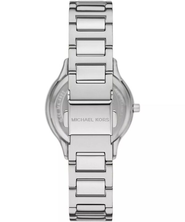 Back view of Michael Kors MK4824 showing silver-tone bracelet and case back