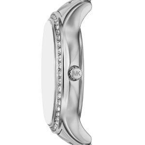 Side view of Michael Kors MK4824 showing crystal-set bezel and case profile