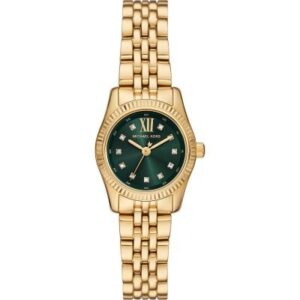 Michael Kors MK4842 Petite Lexington gold-tone watch with green dial and crystal hour markers