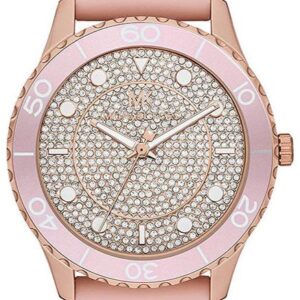 Michael Kors MK6854 oversized watch with pavé crystal dial and rose gold-tone case