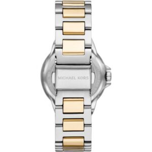 Michael Kors MK6982 Camille watch caseback showing metal bracelet construction