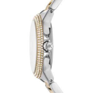 Michael Kors MK6982 Camille watch side profile with diamond-set bezel