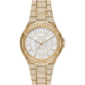 Michael Kors MK6991 Lennox gold crystal watch with white dial and diamond-set bezel