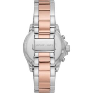 Michael Kors MK7214 Everest caseback showing two-tone stainless steel bracelet