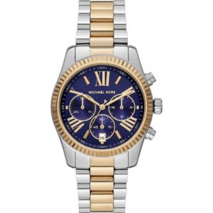 Michael Kors MK7218 Lexington watch with blue chronograph dial and two-tone bracelet