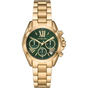 Michael Kors MK7257 Bradshaw gold-tone chronograph watch with green dial and Roman numerals