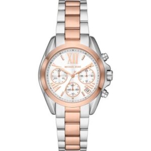 Michael Kors MK7258 Bradshaw chronograph watch with white dial and two-tone stainless steel bracelet