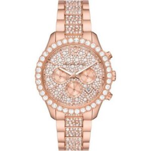 Michael Kors Layton MK7285 rose-gold chronograph watch with pavé crystal dial and diamond-set bezel