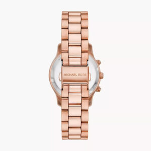 Michael Kors MK7327 rose gold watch caseback with branding