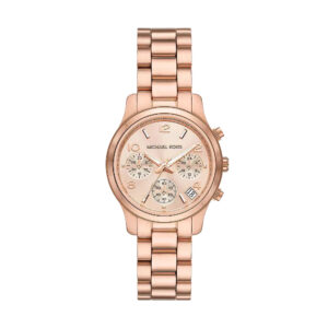 Michael Kors Mini Runway Chronograph MK7327 rose gold women's watch with link bracelet