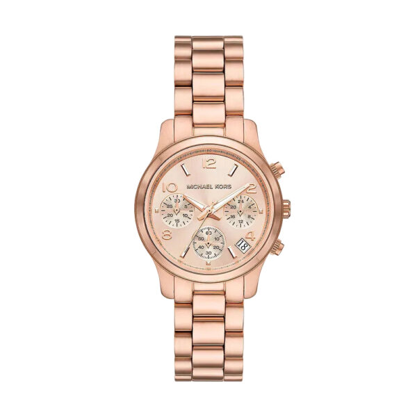 Michael Kors Mini Runway Chronograph MK7327 rose gold women's watch with link bracelet