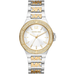 Michael Kors MK7338 two-tone ladies watch with crystal bezel and white dial