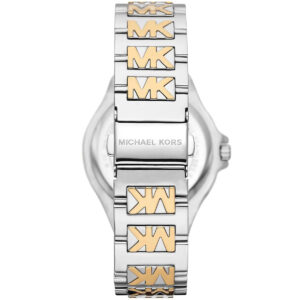 MK7338 two-tone link bracelet with gold and silver alternating MK logo links