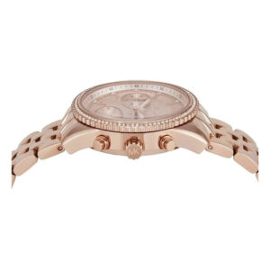 Side profile of rose-gold Mini Bryant chronograph showing case, crystal bezel, and chronograph pushers