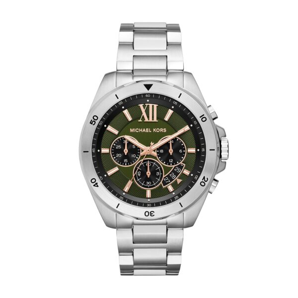 Michael Kors Brecken MK8984 oversized silver-tone men's chronograph watch with black dial