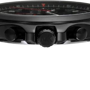 Side profile of Michael Kors MK9127 pilot watch showing case thickness and crown placement
