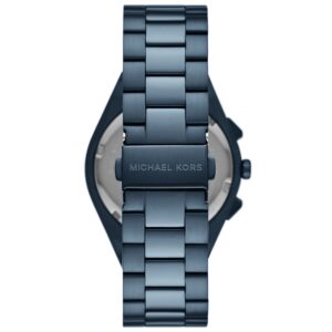 Michael Kors MK9147 Lennox watch caseback displaying blue-tone steel bracelet
