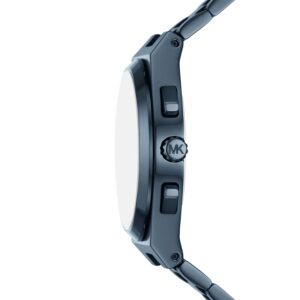 Michael Kors MK9147 Lennox watch side profile showing blue-tone case and controls
