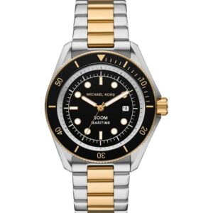 Michael Kors MK9180 two-tone men's watch with black dial and stainless steel gold-tone bracelet