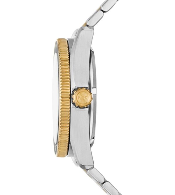 Michael Kors MK9180 side view showing case profile and two-tone bracelet design