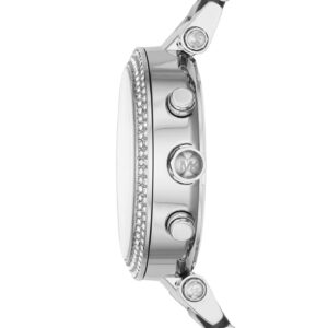 Michael Kors Parker women's watch side profile showing case thickness and diamond bezel