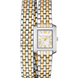 Michael Kors Petite Emery two-tone double wrap ladies watch with silver and gold bracelet