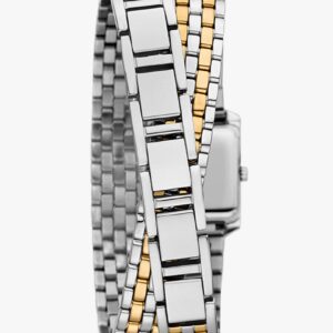 Side view of Michael Kors Petite Emery watch showing double wrap two-tone bracelet