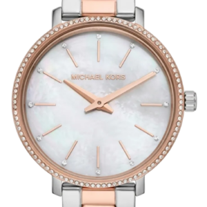 Michael Kors Pyper women's watch with mother-of-pearl white dial and two-tone steel strap