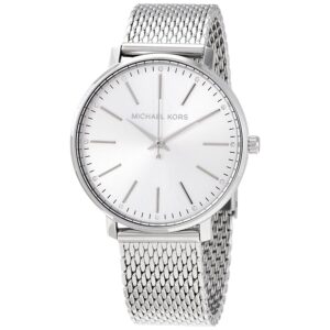 Michael Kors Pyper silver dial quartz watch with silver mesh strap