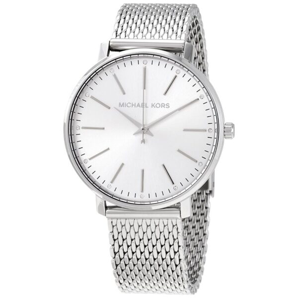 Michael Kors Pyper silver dial quartz watch with silver mesh strap