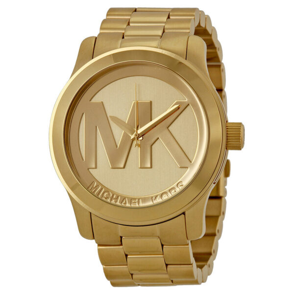 Michael Kors Runway gold-tone women's watch with champagne dial and MK logo