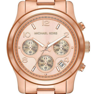 Michael Kors Runway rose gold-tone chronograph women's watch with cream dial and multiple subdials
