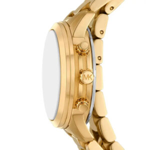 Michael Kors MK7452 watch side profile showing gold-tone case with chronograph pushers