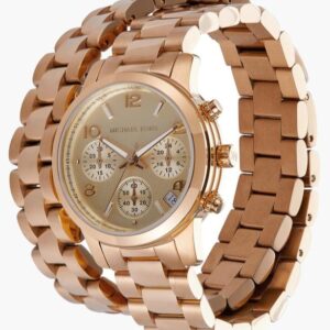 Michael Kors Runway MK7453 rose gold chronograph with two-strand wrap bracelet