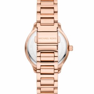 Michael Kors Sage MK4806 case back showing rose gold-tone stainless steel