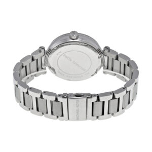 Michael Kors Skylar MK5866 caseback showing stainless steel link bracelet