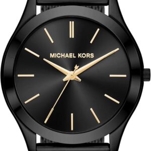 Michael Kors Slim Runway black-tone men's watch with mesh strap and black dial