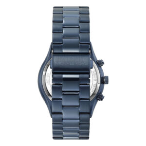 Case back of Michael Kors Slim Runway MK8918 blue steel watch with Michael Kors branding