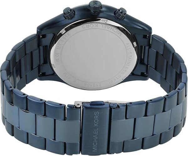 Back view of Michael Kors Slim Runway MK8918 showing stainless steel bracelet and case back