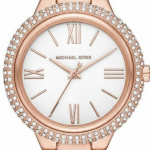 Michael Kors Taryn rose gold women's watch with white dial and crystal pavé bezel