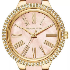Michael Kors Taryn MK6564 two-tone women's watch with crystal bezel and pink dial