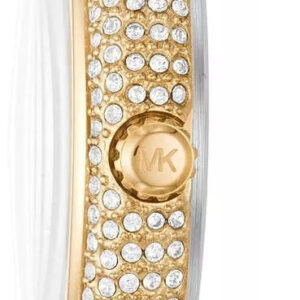 Michael Kors Taryn MK6564 side view showing crystal-embellished two-tone bracelet