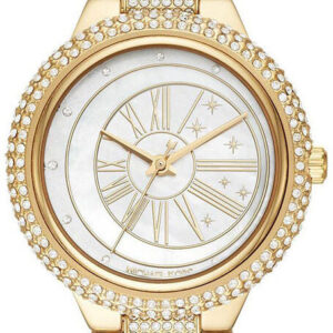 Michael Kors Taryn MOP gold-tone women's watch with mother-of-pearl dial and crystal-paved bracelet