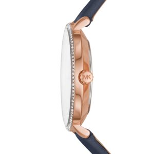 Side profile of MK2804 showing rose gold case depth and crystal-set bezel detail
