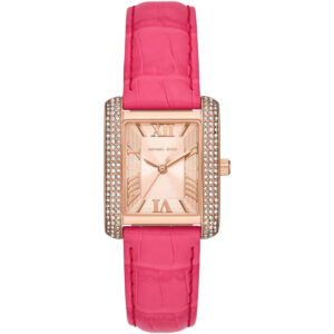 Michael Kors Emery MK2984 women's watch with rose gold dial and geranium pink leather strap