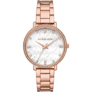 Michael Kors Pyper MK4594 rose gold women's watch with white dial and crystal bezel