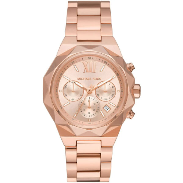 Michael Kors Raquel chronograph women's watch with rose gold-tone stainless steel case and matching bracelet