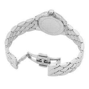 Silver-tone metal bracelet with clasp closure on Michael Kors Mini Camille watch